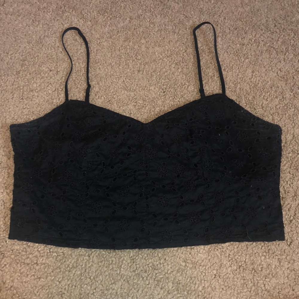 Black Crop Top (flower design)